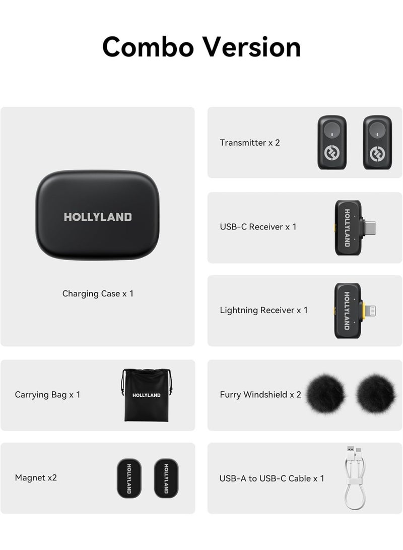 هولي لاند ميكروفون لاسلكي Hollyland LARK A1 Combo للآيفون والأندرويد، ميكروفون صغير قابل للتثبيت، إلغاء ضوضاء 3 مستويات، صوت نقي، مناسب للفيديوهات والبودكاست واليوتيوب وتيك توك - Image 3